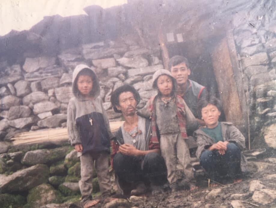 Original family photograph from Nepal, restored using ChatGPT