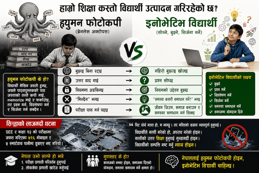 मानव फोटोकपी बनाम सिर्जनशील विद्यार्थी: घोकाइ र बुझाइको विरोधाभास