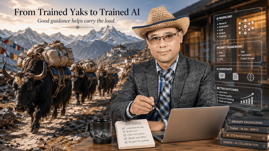 Training a yak to carry a balanced load — an analogy for guiding AI tools well